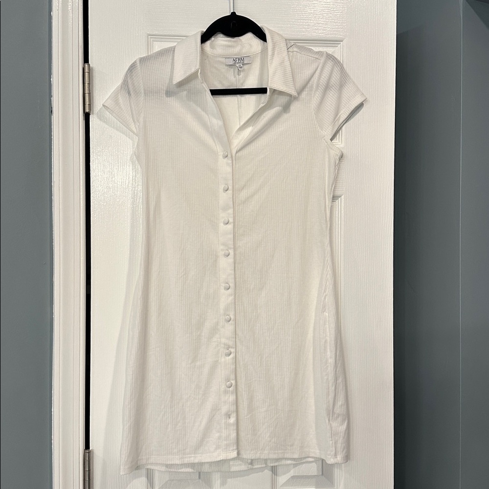 White Button-Down Collared Dress